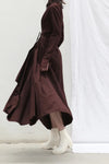marc le bihan 2150 front pleated dress aubergine